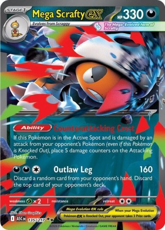 Mega Scrafty ex #135 Pokemon Ascended Heroes