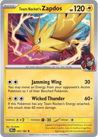 Team Rocket's Zapdos #70 Pokemon Destined Rivals