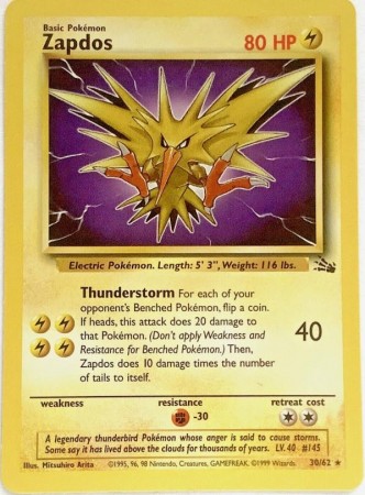 Zapdos #30 Pokemon Fossil