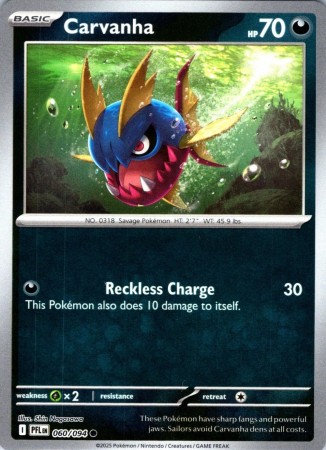 Carvanha [Reverse Holo] #60 Pokemon Phantasmal Flames