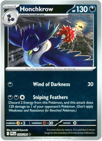 Honchkrow [Reverse Holo] #58 Pokemon Phantasmal Flames