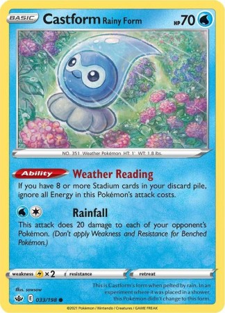 Castform Rainy Form #33 Pokemon Chilling Reign