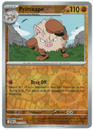Primeape [Reverse Holo] #91 Pokemon Destined Rivals 