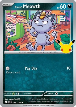 Alolan Meowth #89 Pokemon 30th Celebration