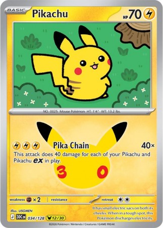 Pikachu #34 Pokemon 30th Celebration