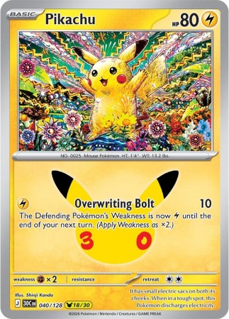 Pikachu #40 Pokemon 30th Celebration