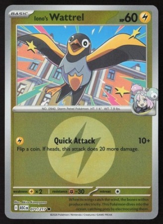Iono's Wattrel [Energy] #71 Pokemon Ascended Heroes