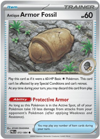 Antique Armor Fossil #72 Pokemon Pitch Black