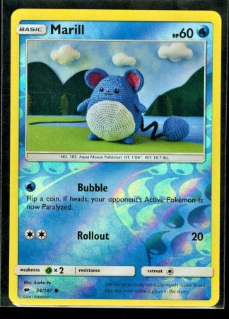 Marill [Reverse Holo] #34 Pokemon Burning Shadows