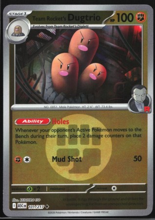 Team Rocket's Dugtrio [Energy] #101 Pokemon Ascended Heroes